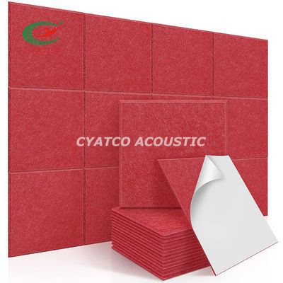 9mm Czerwony poliater Włókno Stop Echo Felt Panele ścienne Beveled Edge Sound Proof Padding